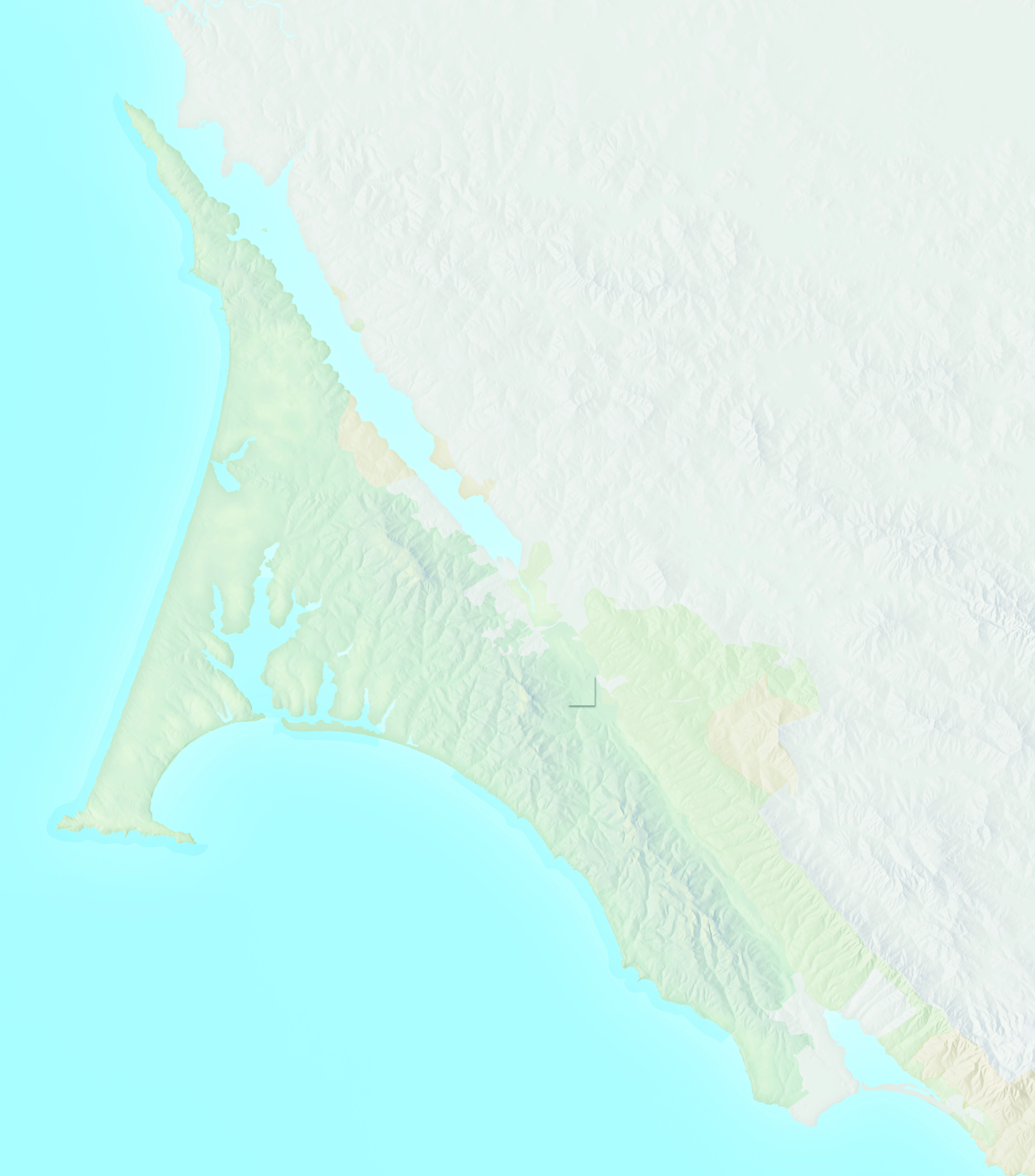 This map is primarily for orientation. The map is oriented with north at the top. It shows the entire Point Reyes National Seashore, which is shaped like a triangle with an arched base, and shows all of the roads, 150 miles of trails, and 80 miles of shoreline and beaches. Starting in the center hub of the map is the Bear Valley Visitor Center. In a clockwise direction from there, Highway 1 goes south to a couple of small trailheads. From Bear Valley, two roads head northwest, one is Sir Francis Drake, where 23 miles later you reach the historic Point Reyes Lighthouse and pass numerous beaches along the way. But just one mile from Bear Valley is Lee man tour Road which takes you to Lee man tour Beach only 8 miles away. A tactile version of this map is on display in the Bear Valley Visitor Center. Warnings include: Steep Cliffs: The cliffs of Tomales Point, the Point Reyes and Chimney Rock Headlands, above Wildcat Beach, and in the Alamere Falls area are likely to crumble and slide. Climbing on them or walking near the edge invites catastrophe. Because of falling rocks, walking below cliffs is dangerous. Keep away! High Tide: Check tide tables before walking on beaches. Rising water can trap you against a cliff with no possibility of escape. Heavy Surf: The pounding surf, rip currents, and severe undertow are treacherous, especially at McClures Beach, Kehoe Beach, and Point Reyes Beaches North and South. Stay away from the water.�